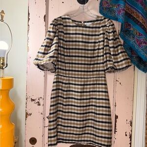 H&M Checkered Puff Sleeve Short Dress Size Medium